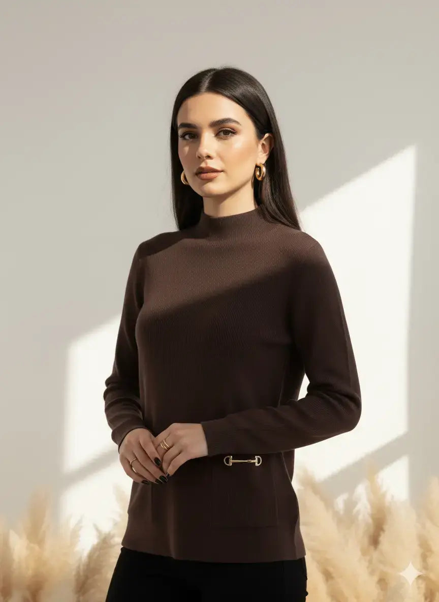 Maglia lupetto a costina con accessori DORABELLA