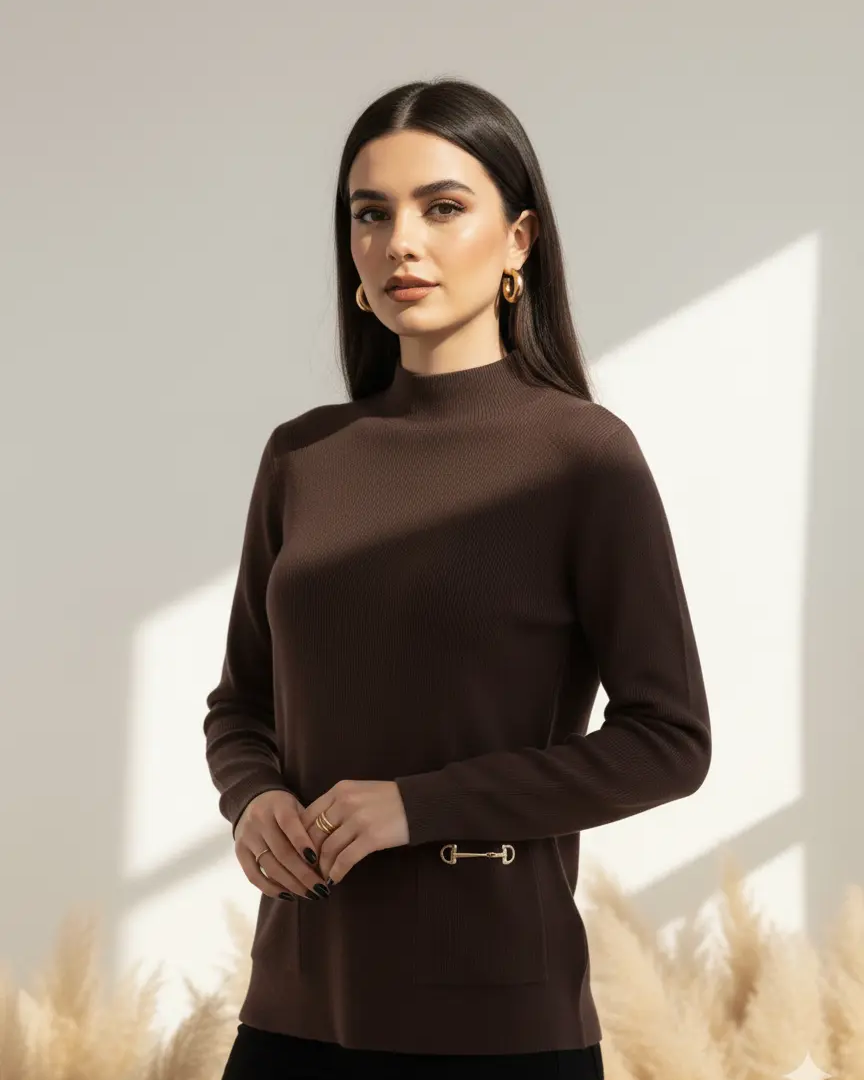 Maglia lupetto a costina con accessori DORABELLA