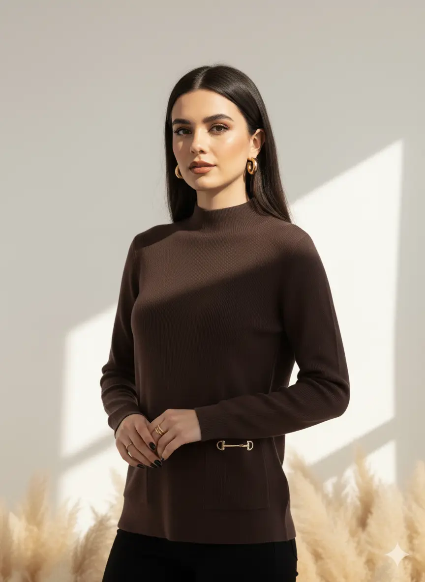 Maglia lupetto a costina con accessori DORABELLA