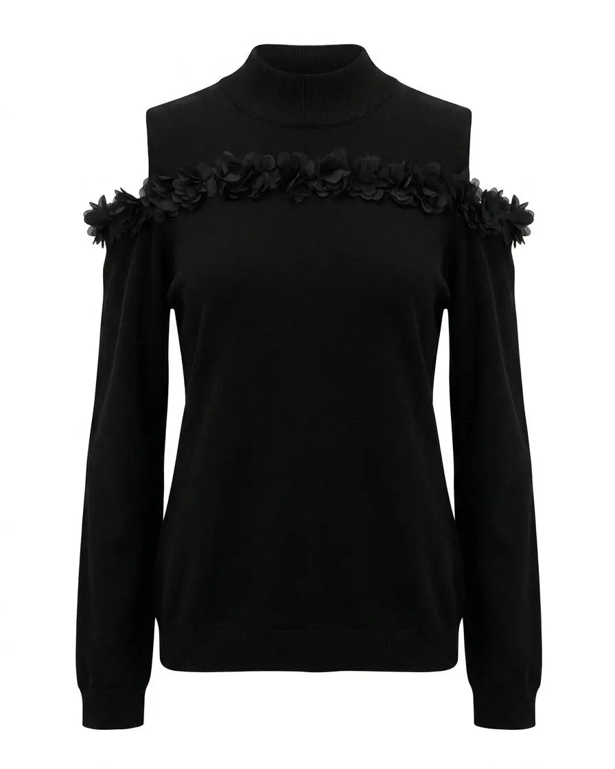 Maglia lupetto con applicazione floreale DORABELLA