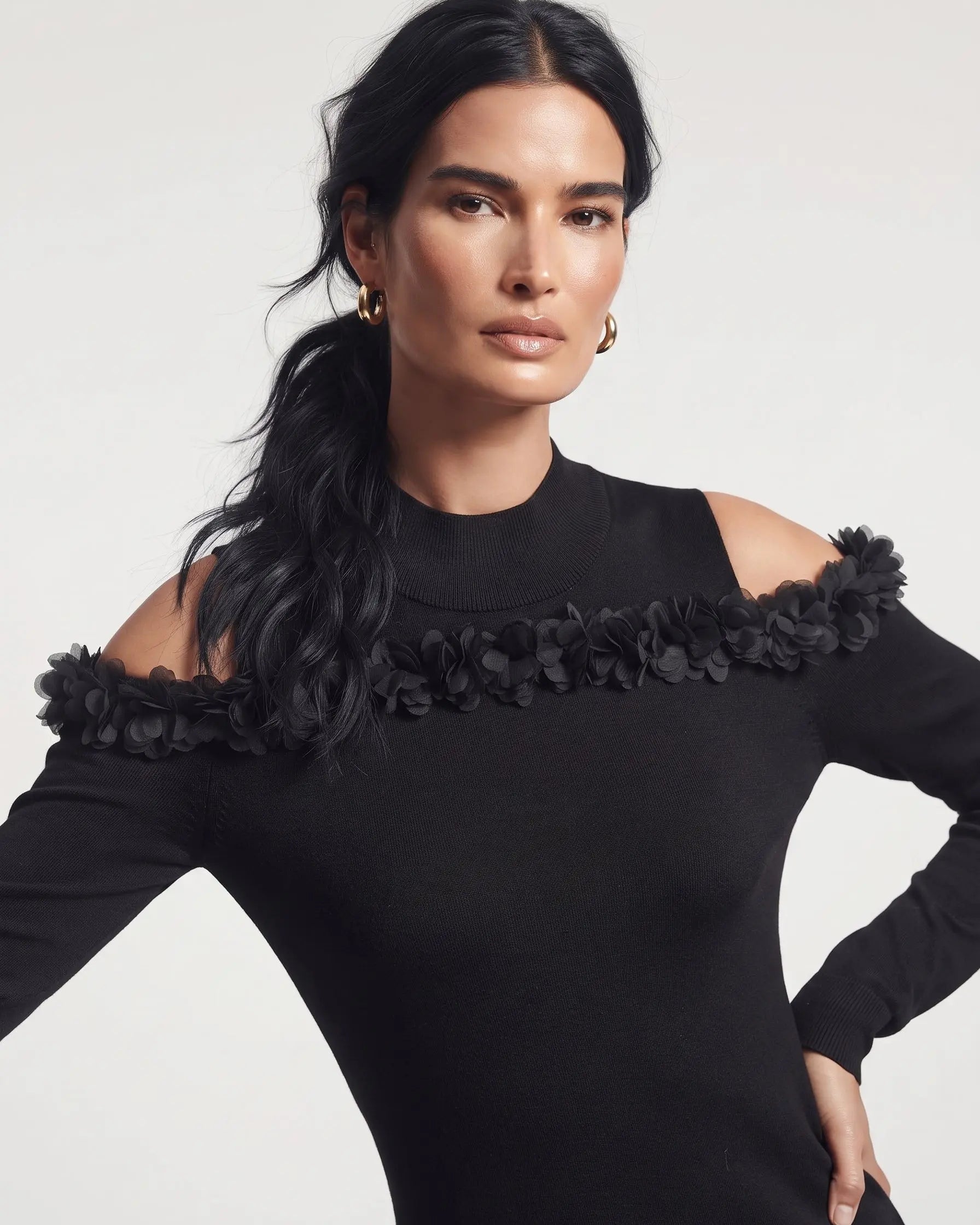 Maglia lupetto con applicazione floreale DORABELLA