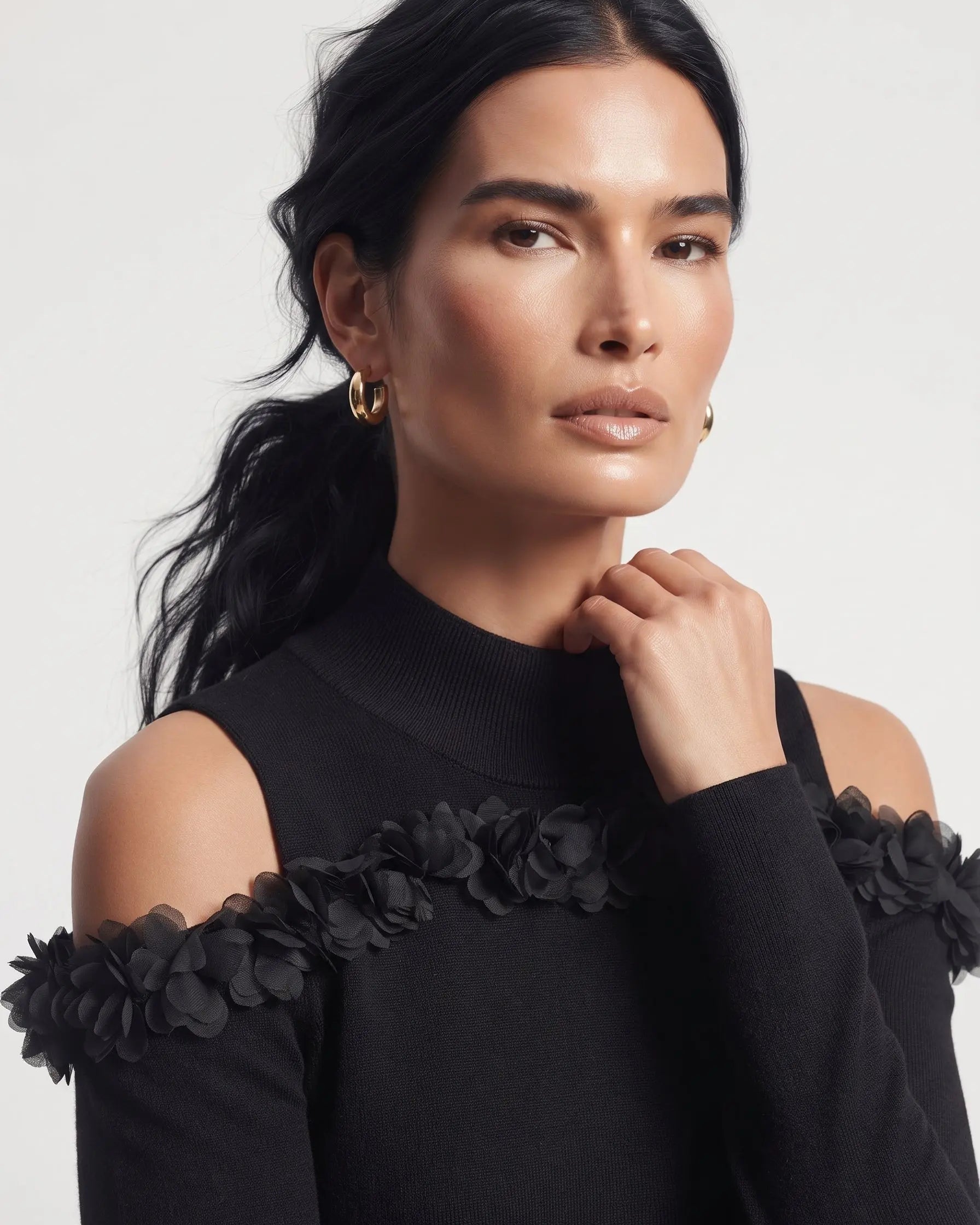 Maglia lupetto con applicazione floreale DORABELLA