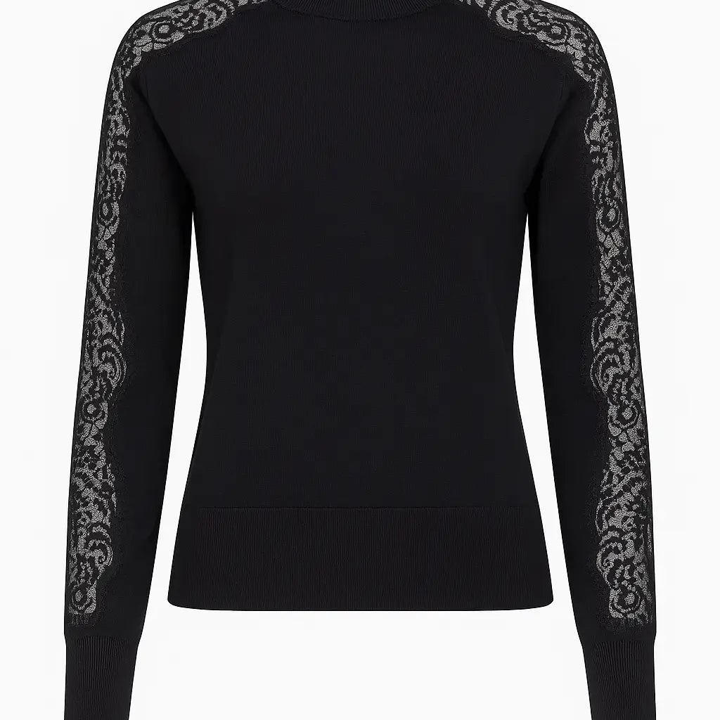 Maglia lupetto con maniche in pizzo DORABELLA