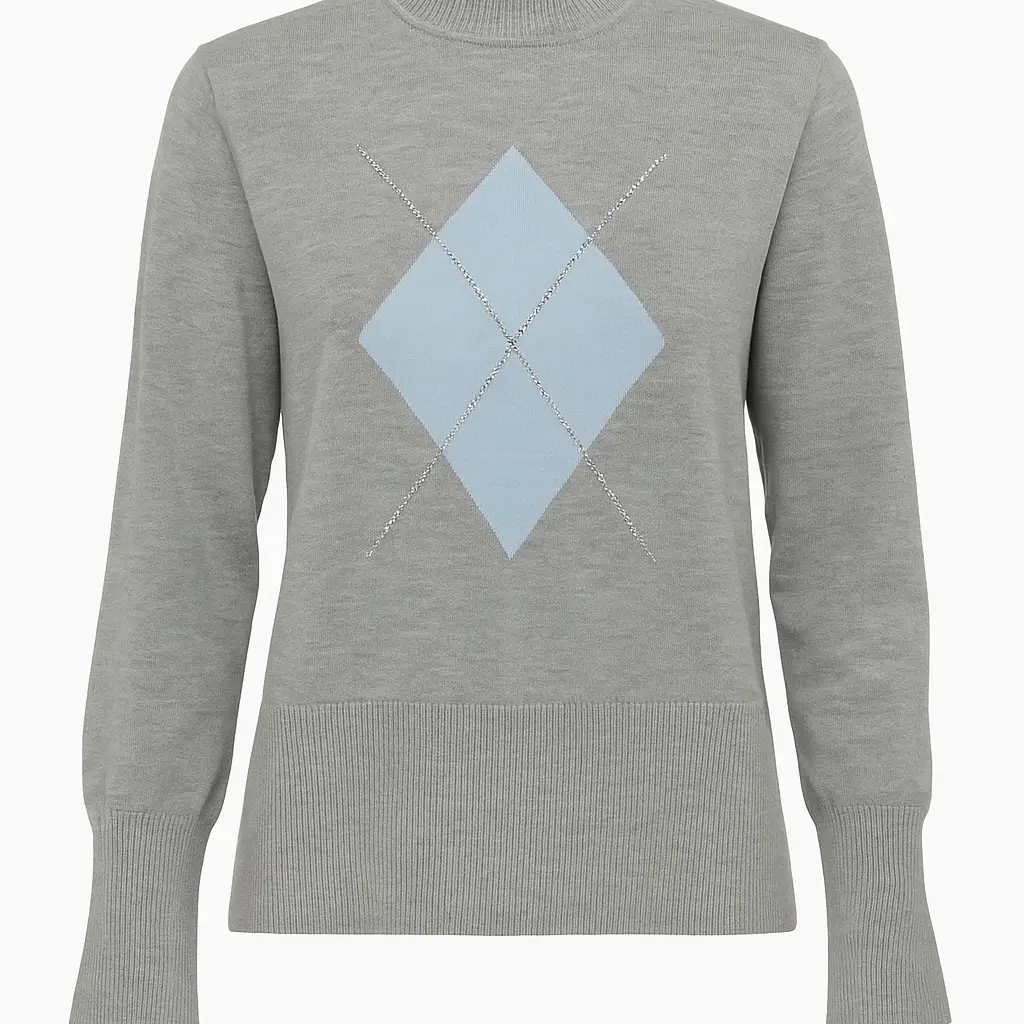 Maglia lupetto con rombo e applicazioni DORABELLA XL / Grigio Medio