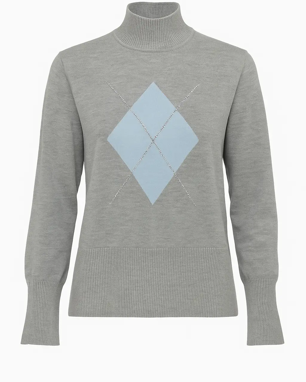 Maglia lupetto con rombo e applicazioni DORABELLA XL / Grigio Medio