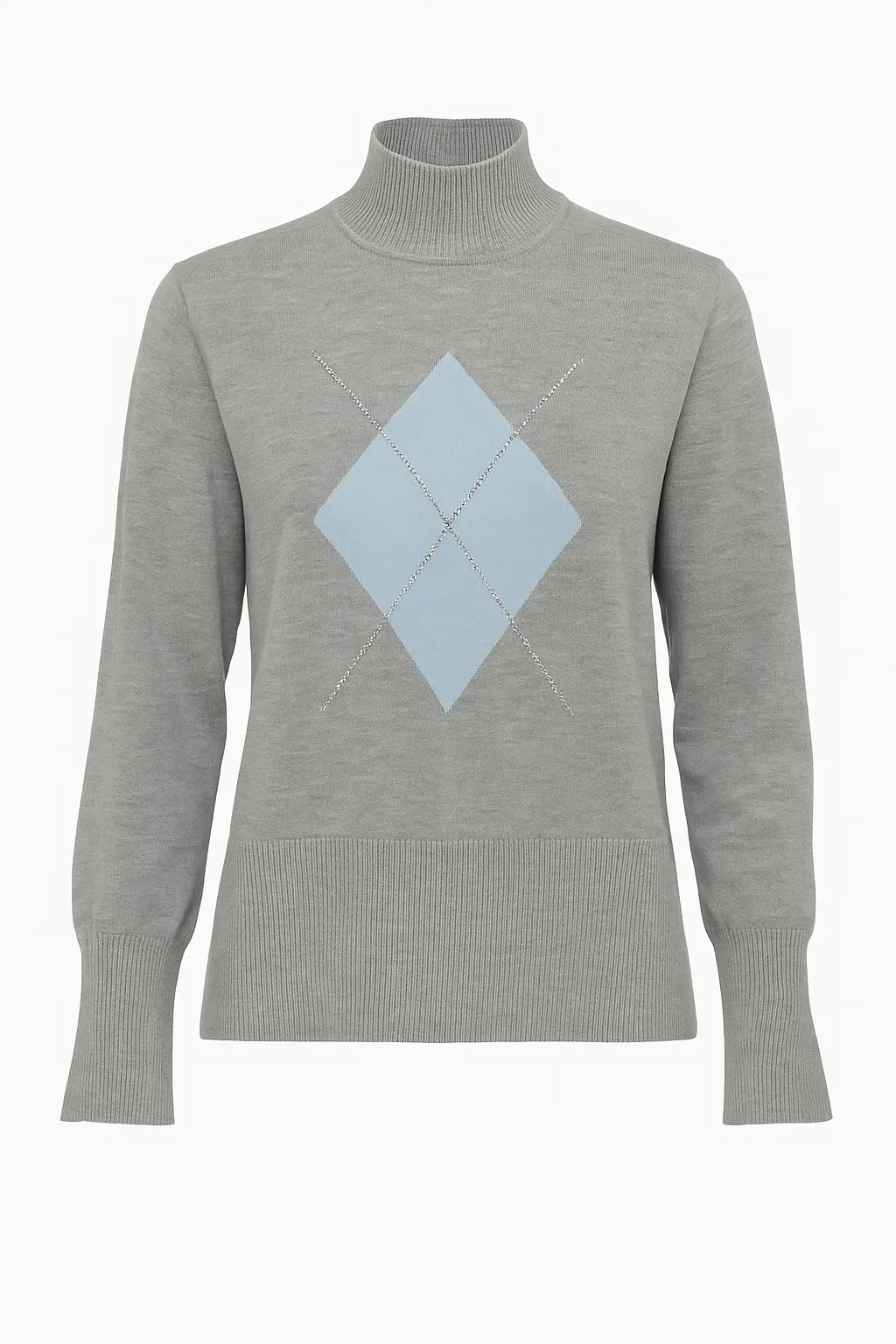 Maglia lupetto con rombo e applicazioni DORABELLA XL / Grigio Medio