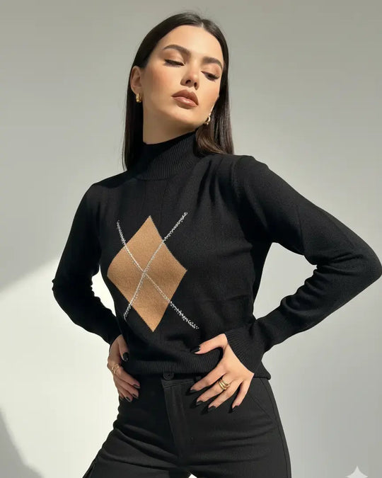 Maglia lupetto con rombo e applicazioni DORABELLA
