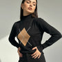 Maglia lupetto con rombo e applicazioni DORABELLA