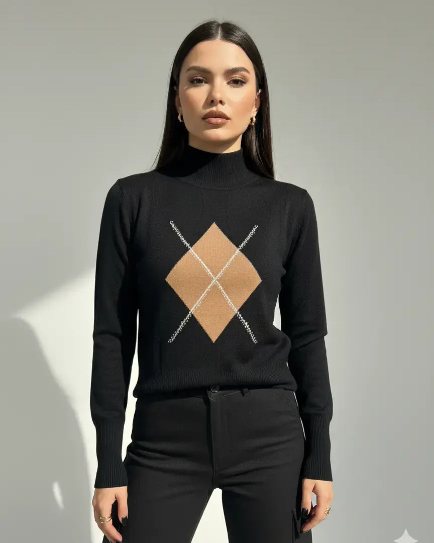 Maglia lupetto con rombo e applicazioni DORABELLA