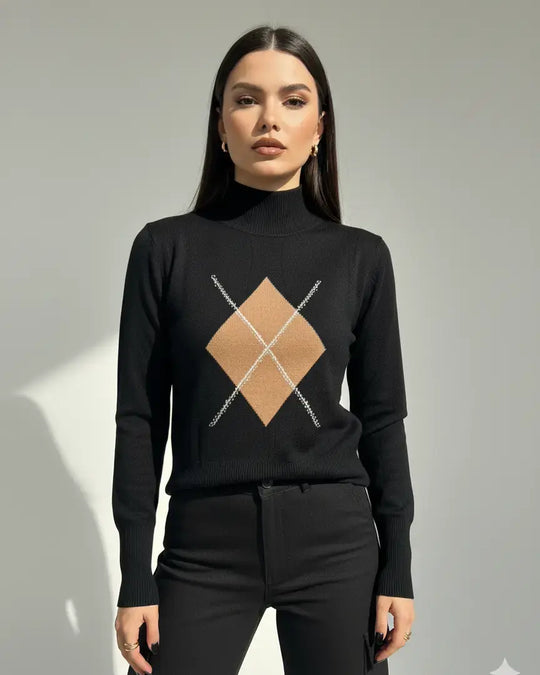 Maglia lupetto con rombo e applicazioni DORABELLA