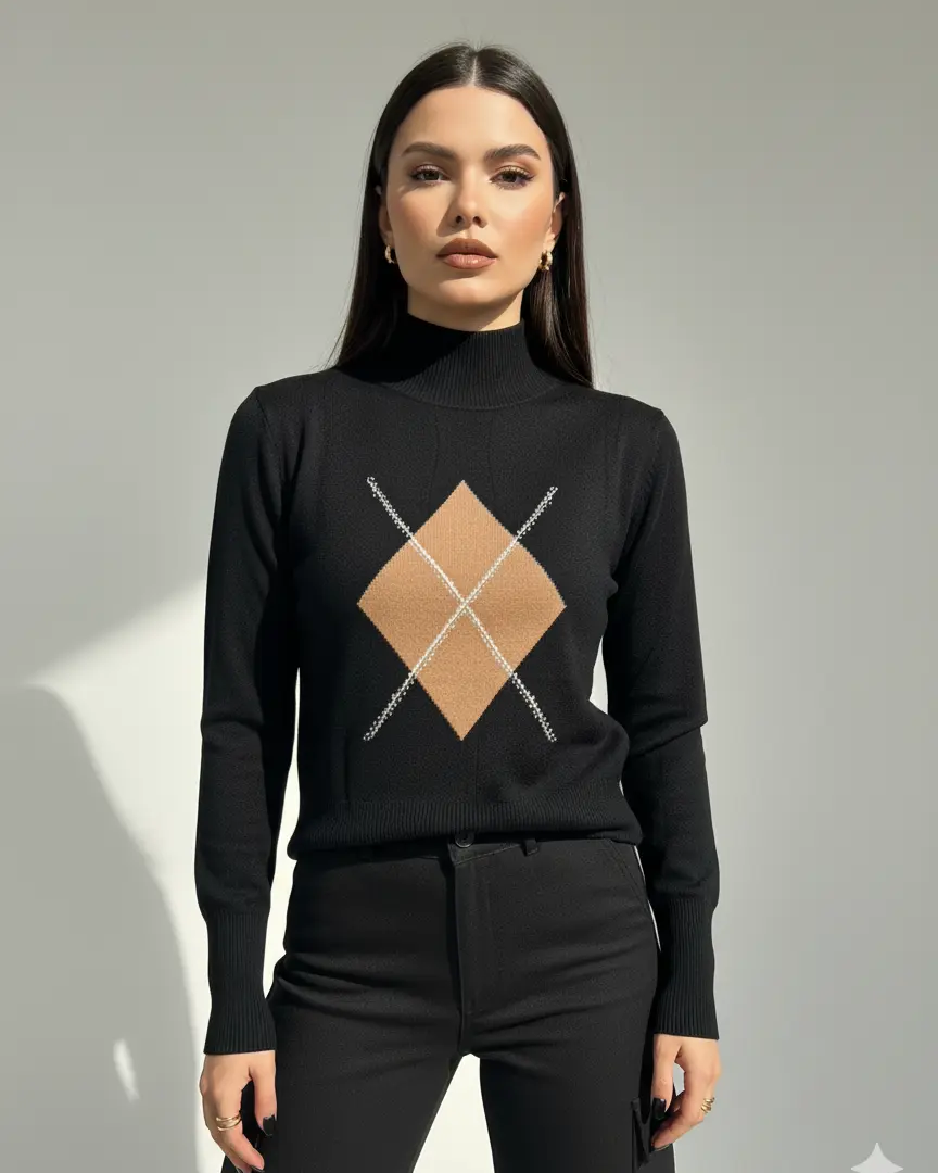 Maglia lupetto con rombo e applicazioni DORABELLA