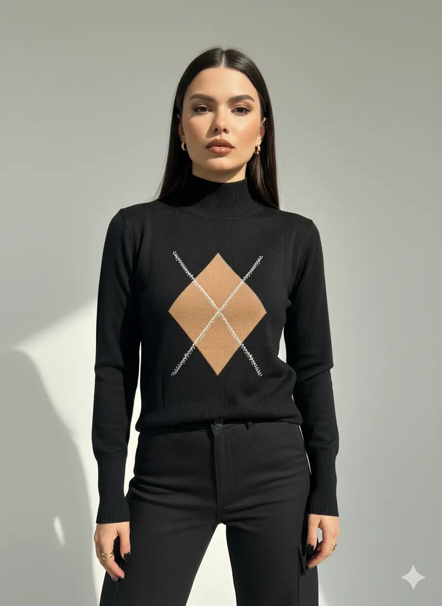 Maglia lupetto con rombo e applicazioni DORABELLA