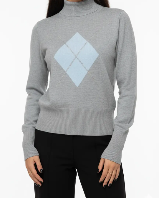 Maglia lupetto con rombo e applicazioni DORABELLA