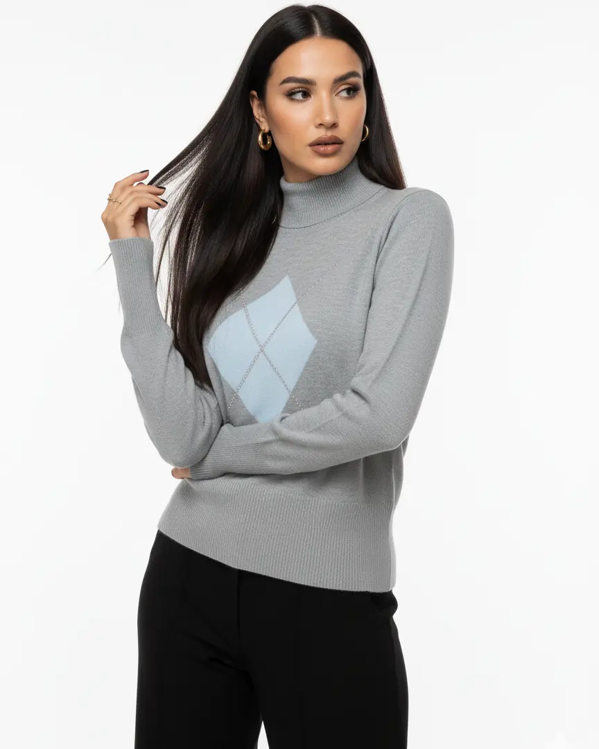 Maglia lupetto con rombo e applicazioni DORABELLA