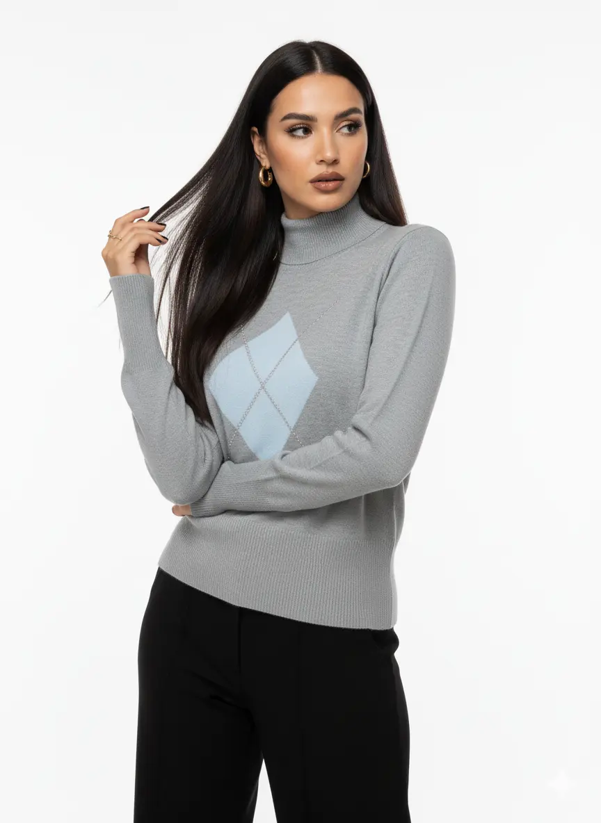 Maglia lupetto con rombo e applicazioni DORABELLA