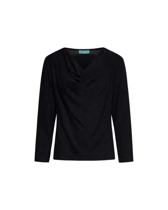 Maglia lurex con scollo jabot NERO DORABELLA