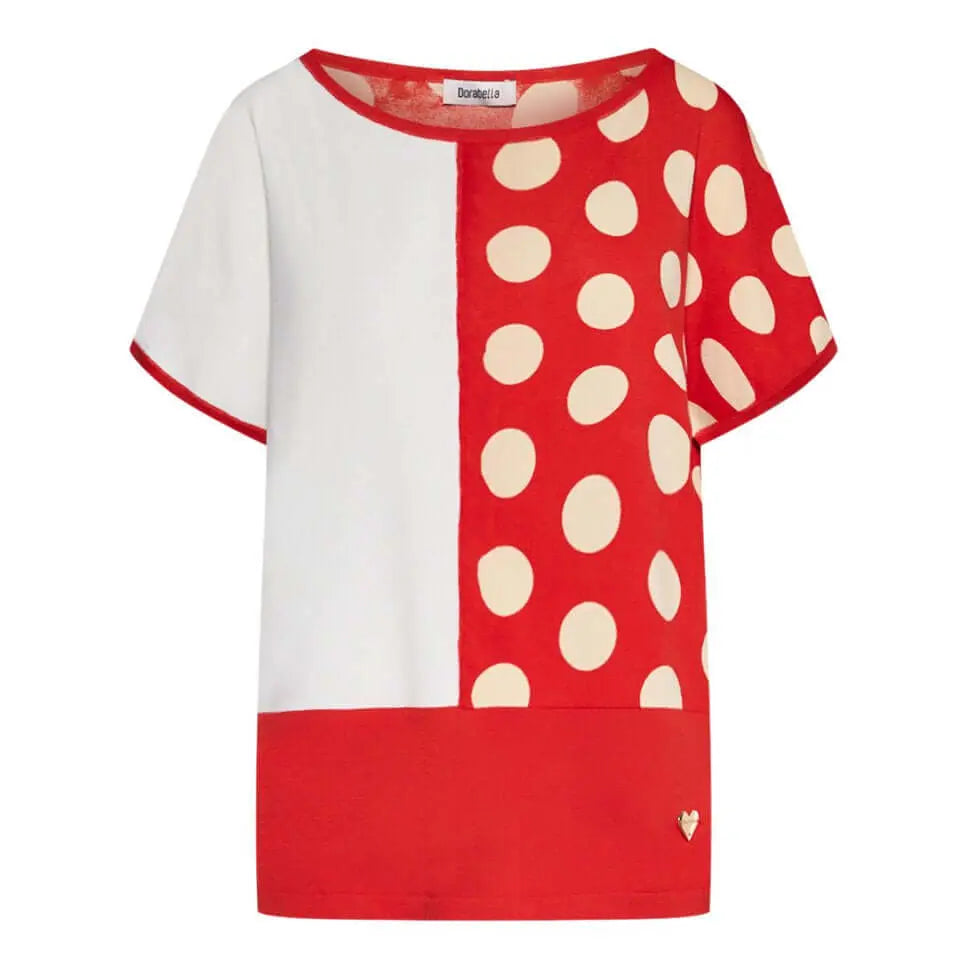 Maglia manica kimono a pois BIANCO-ARANCIO DORABELLA PIU' XL