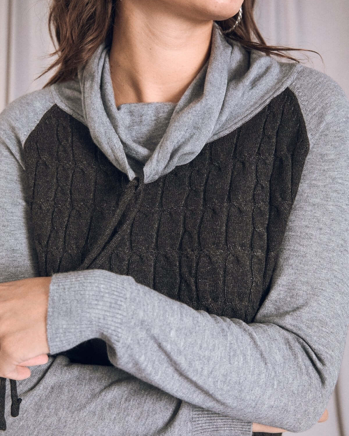 Maglia manica raglan con collo alto e coulisse ANTRACITE DORABELLA