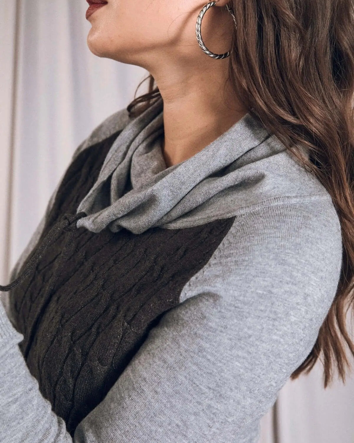 Maglia manica raglan con collo alto e coulisse ANTRACITE DORABELLA