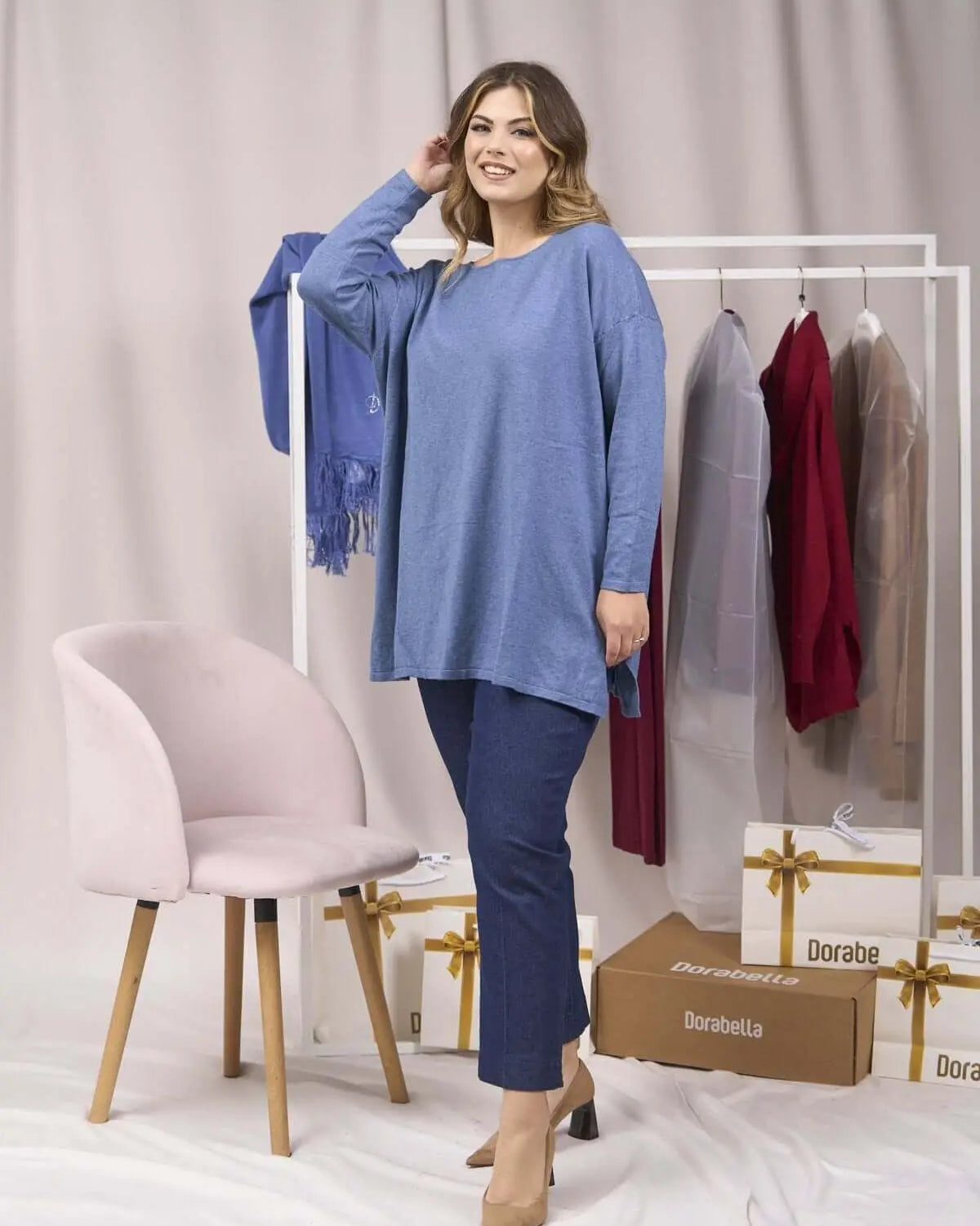 Maglia maxi girocollo con spacchi POLVERE DORABELLA PIU'