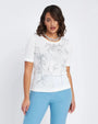 Maglia mezze maniche con ricamo in paillettes BIANCO DORABELLA XL