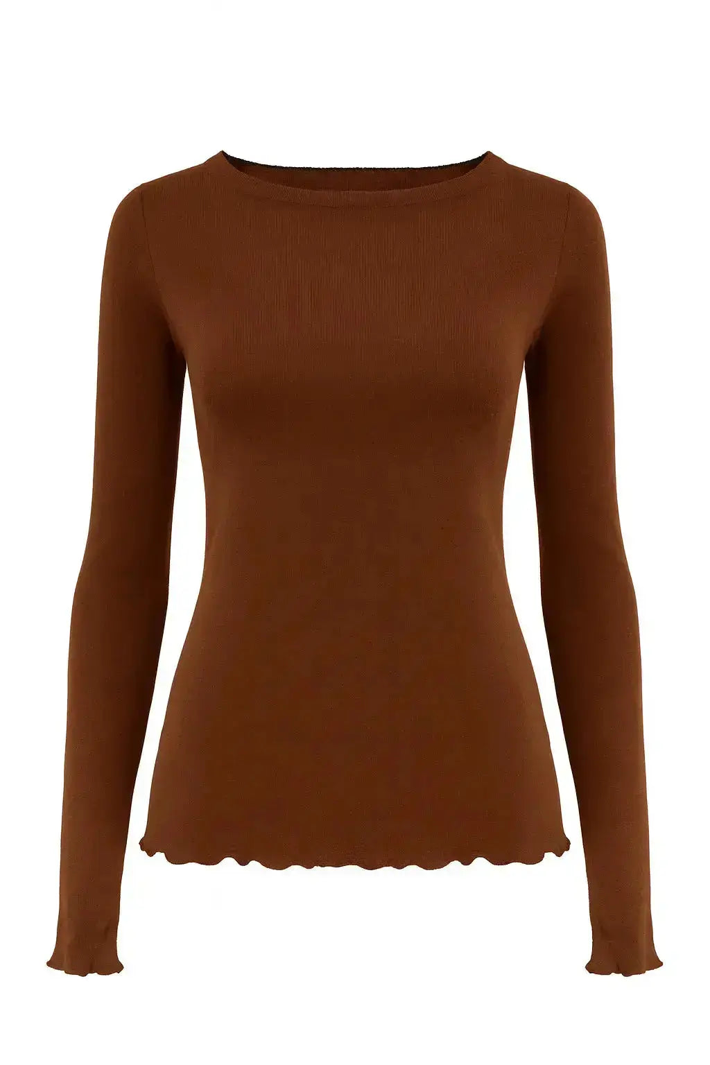 T-shirt manica lunga in lana e cashmere DORABELLA Cacao / XXL