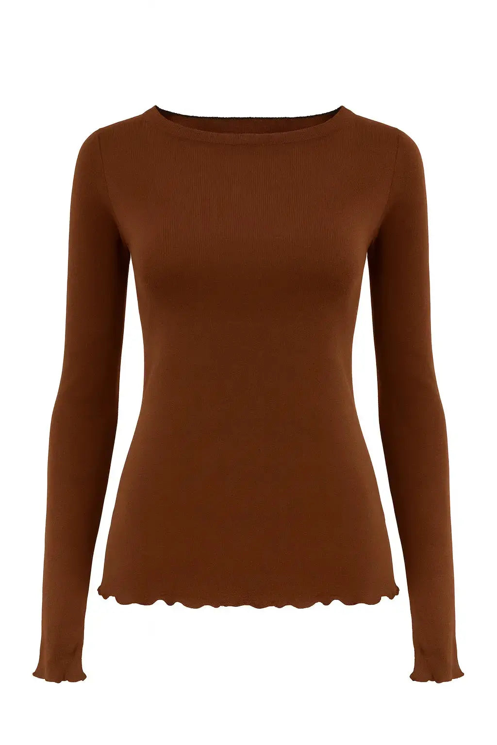 T-shirt manica lunga in lana e cashmere DORABELLA Cacao / XXL