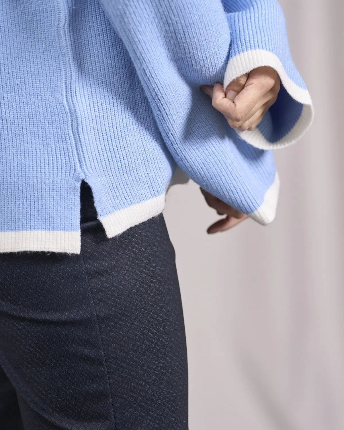 Maglia over costine con orli a contrasto CIELO DORABELLA