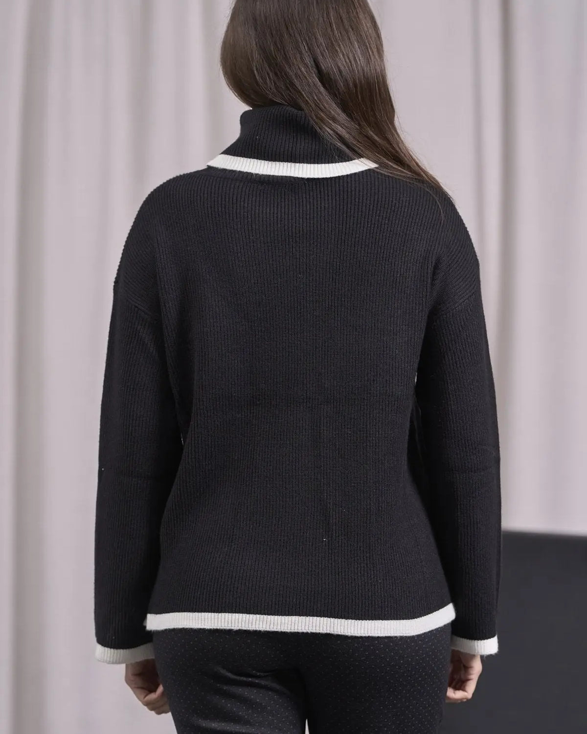 Maglia over costine con orli a contrasto NERO DORABELLA