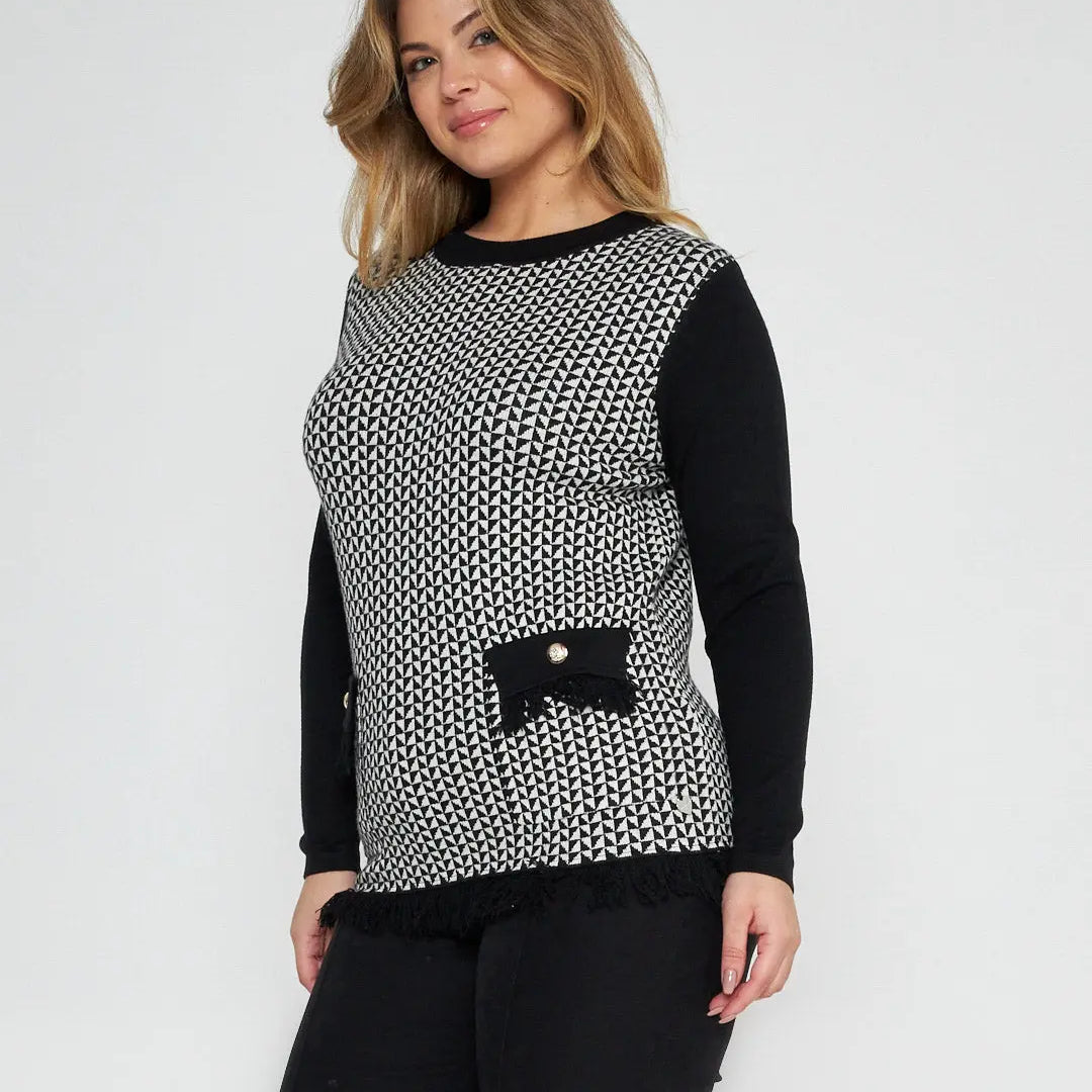 Maglia pattern geometrico NERO A DORABELLA