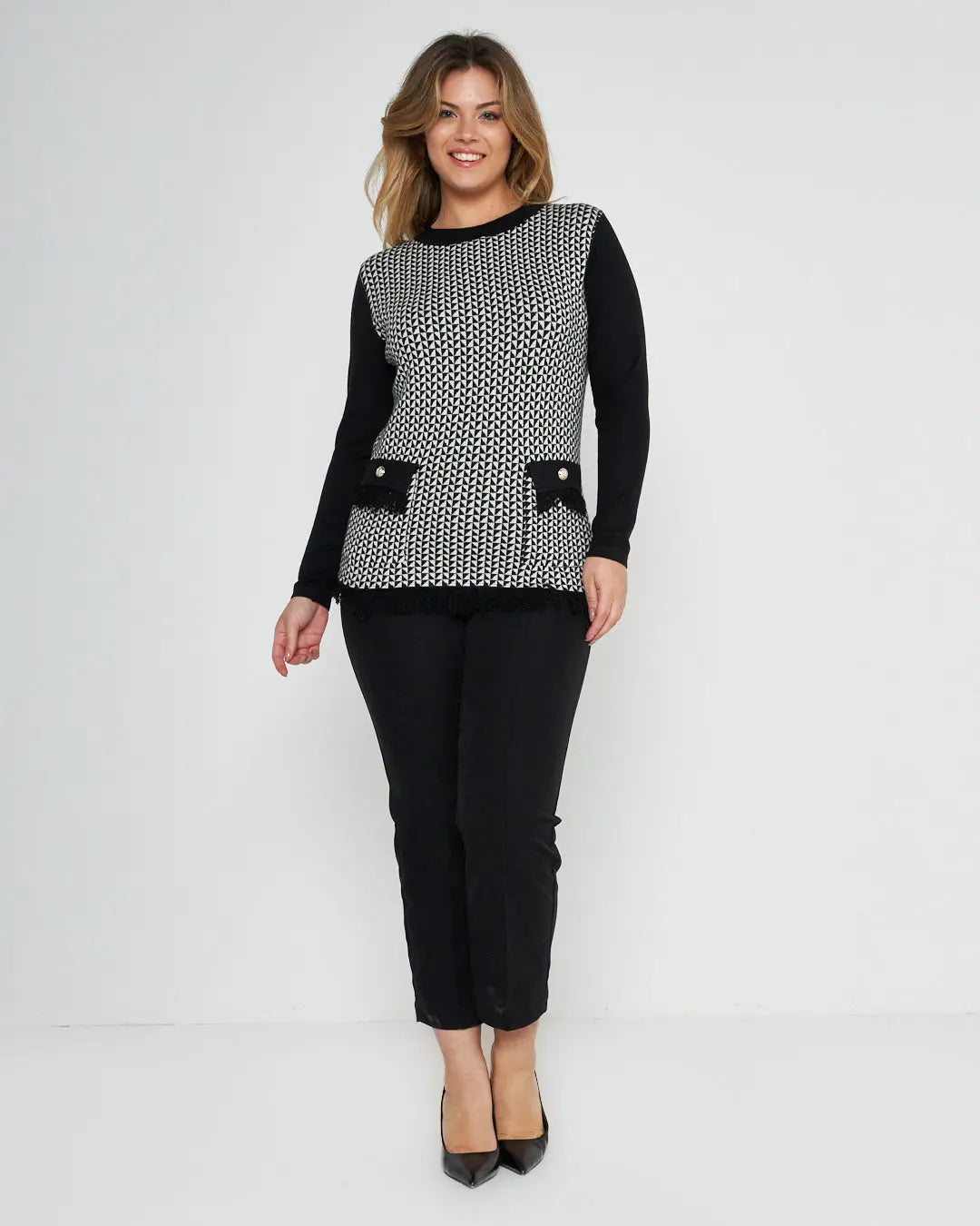 Maglia pattern geometrico NERO A DORABELLA