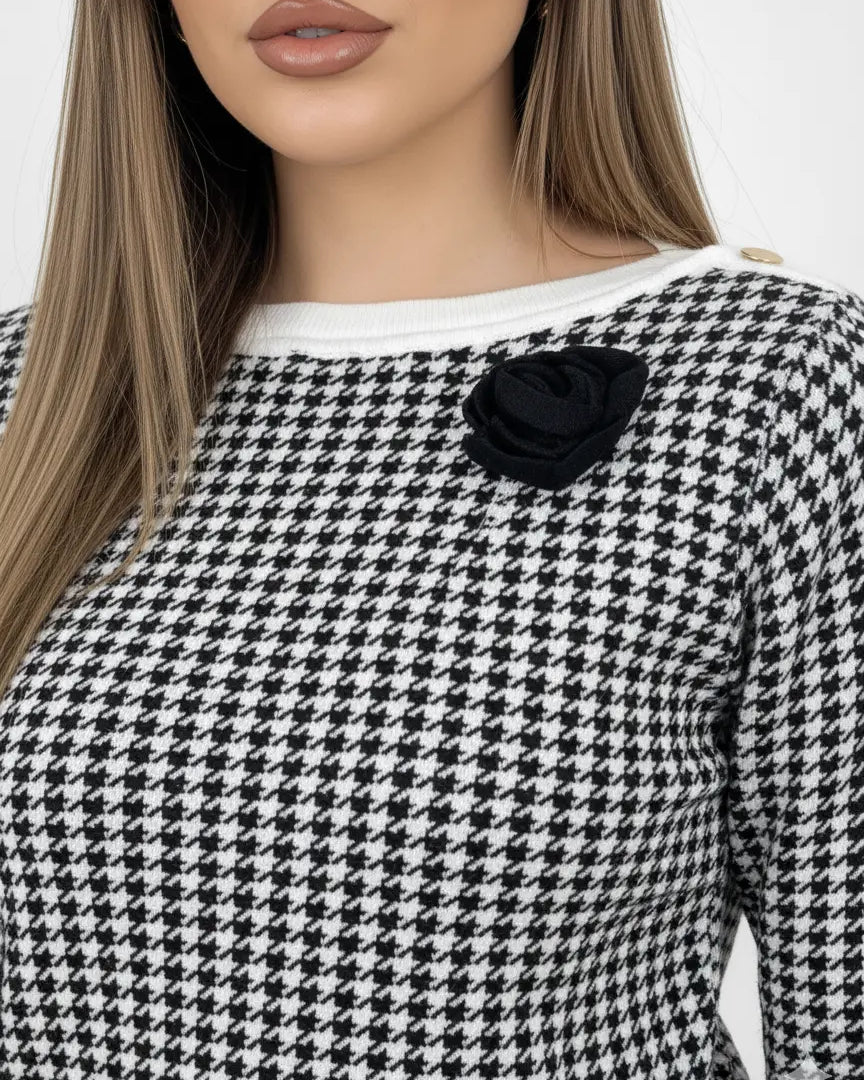 Maglia pied de poule con profili a contrasto DORABELLA