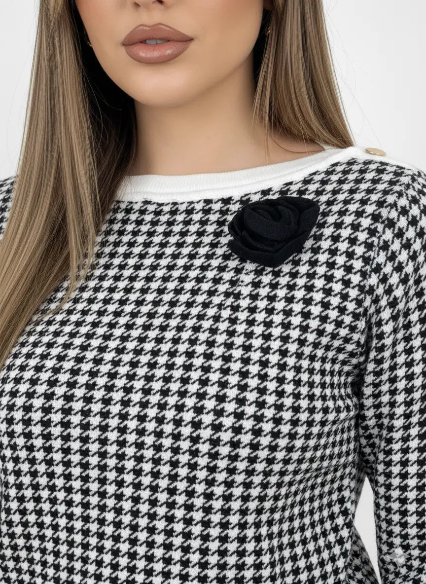 Maglia pied de poule con profili a contrasto DORABELLA