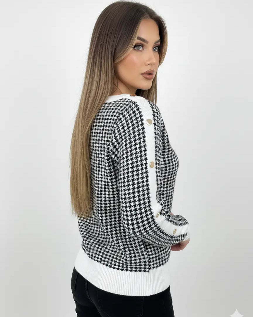 Maglia pied de poule con profili a contrasto DORABELLA