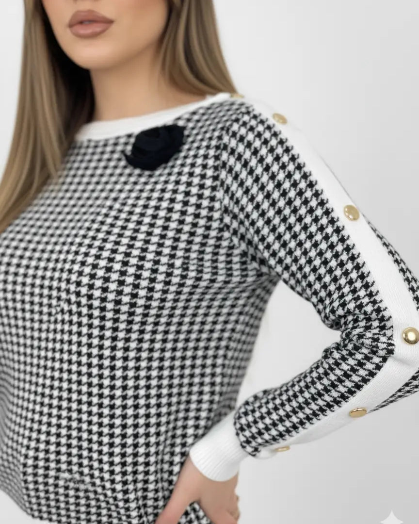 Maglia pied de poule con profili a contrasto DORABELLA
