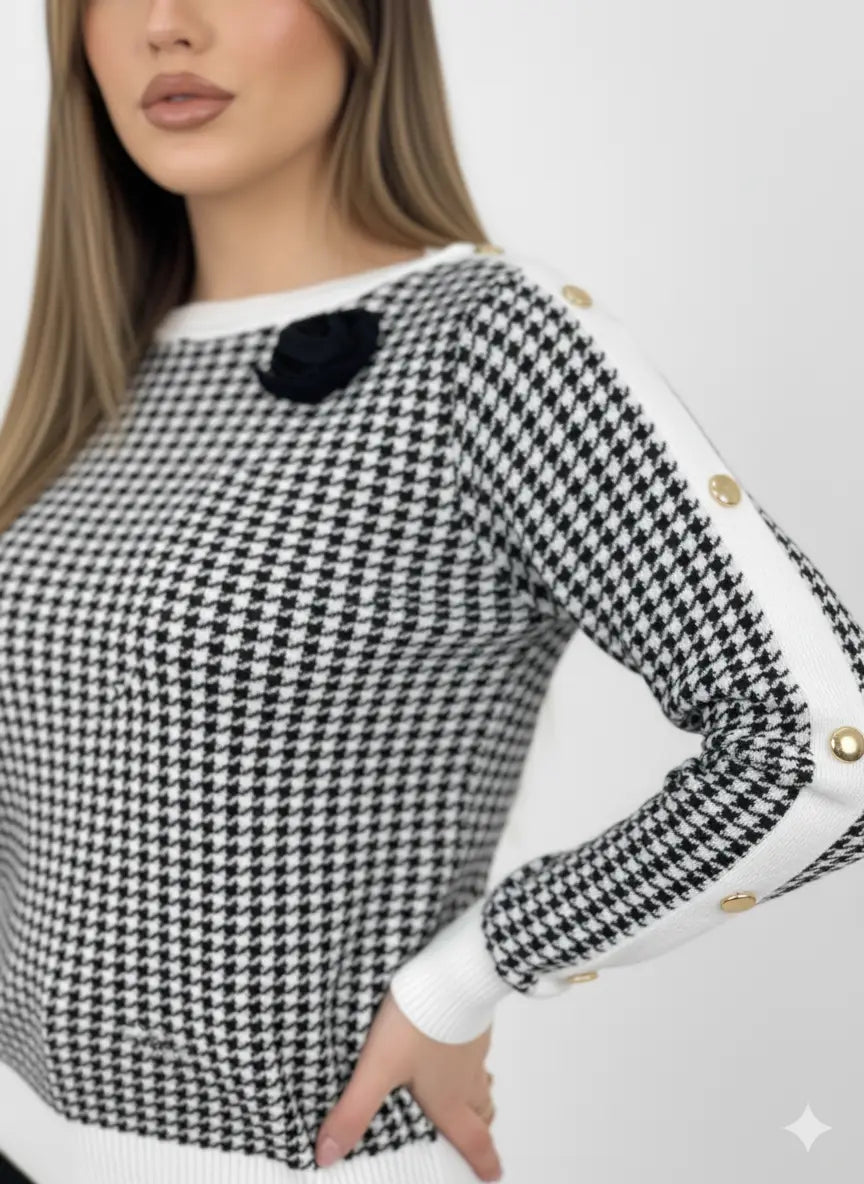 Maglia pied de poule con profili a contrasto DORABELLA