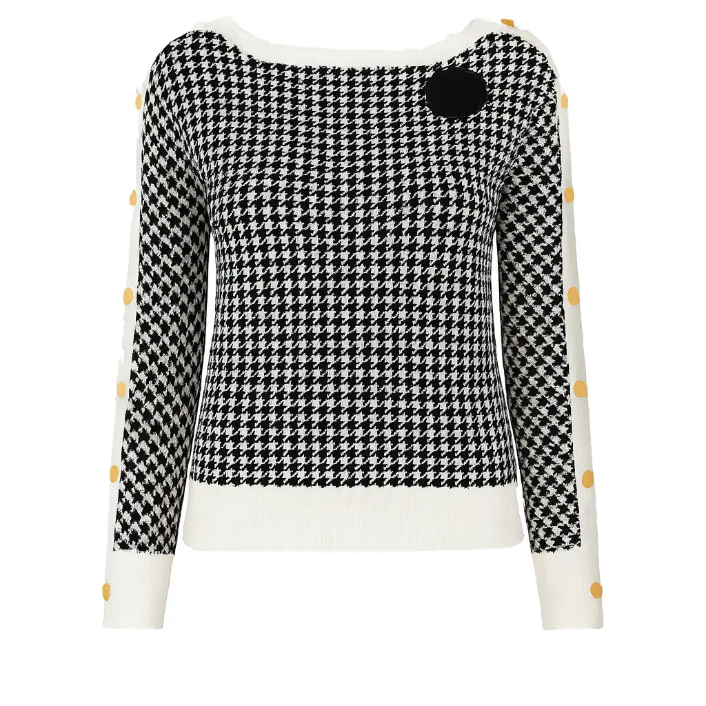 Maglia pied de poule con profili a contrasto DORABELLA