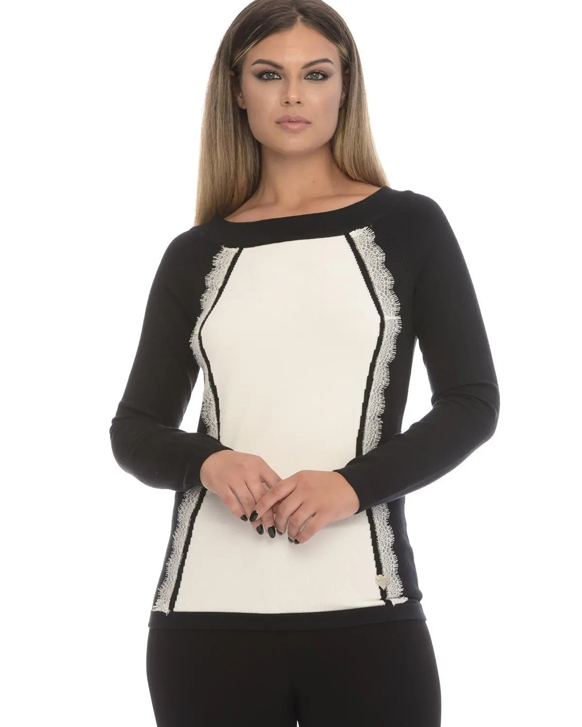 Maglia pizzo NERO DORABELLA XL