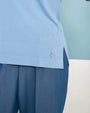 Maglia polo a maniche corte in filato di misto viscosa tinta unita con scollo a contrasto LIGHT BLUE DORABELLA PIU'