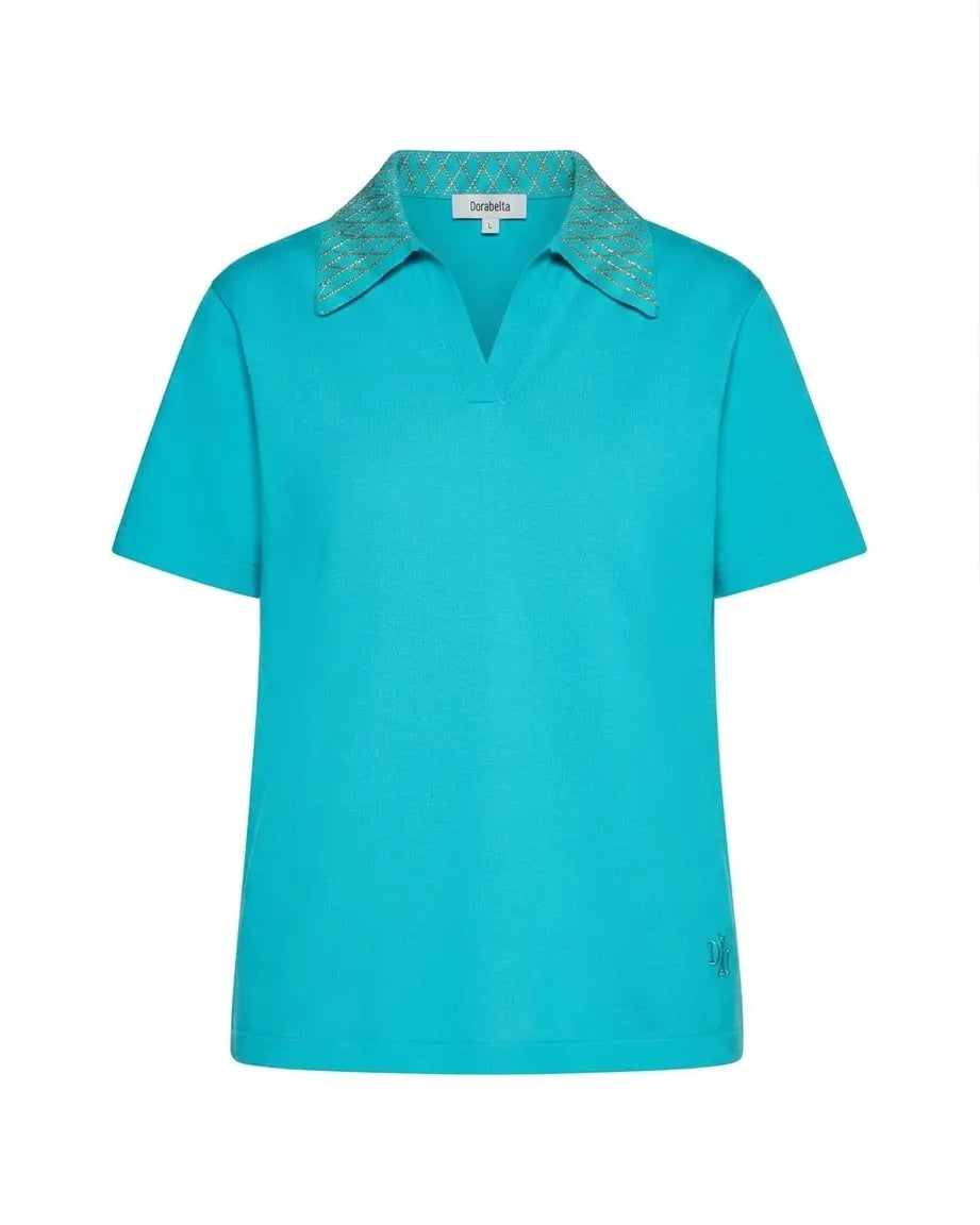 Maglia polo con dettagli strass DORABELLA PIU'