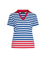 Maglia polo in viscosa a righe BLU ELETTRICO-BIANCO DORABELLA XL
