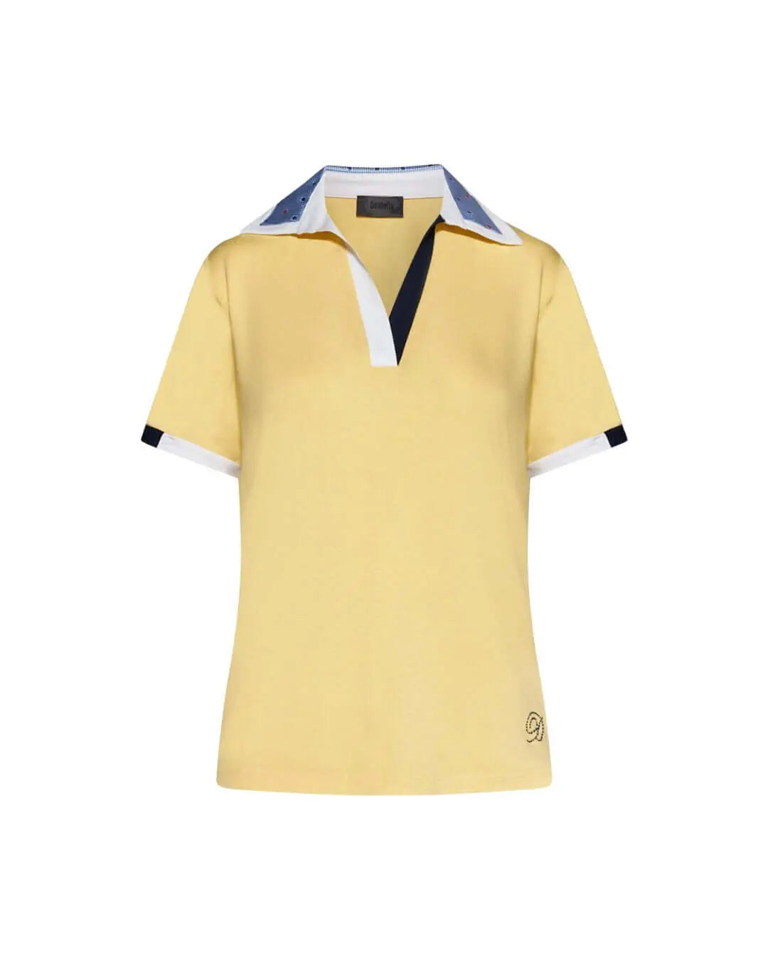 Maglia polo in viscosa con colletto a quadri GIALLO DORABELLA XL