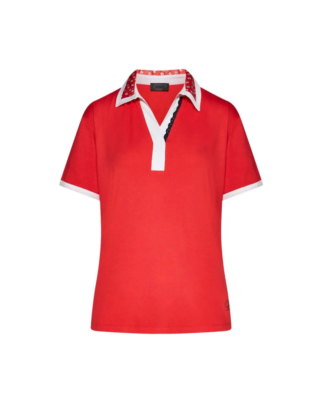 Maglia polo in viscosa con colletto floreale ARANCIO DORABELLA XL