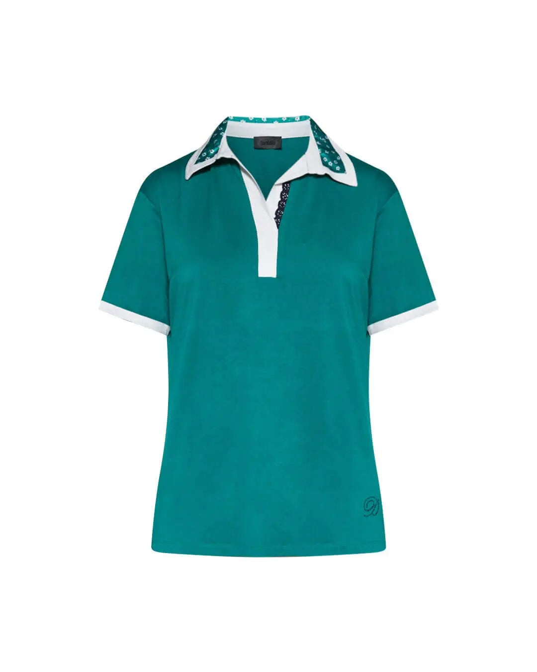 Maglia polo in viscosa con colletto floreale SMERALDO DORABELLA XL