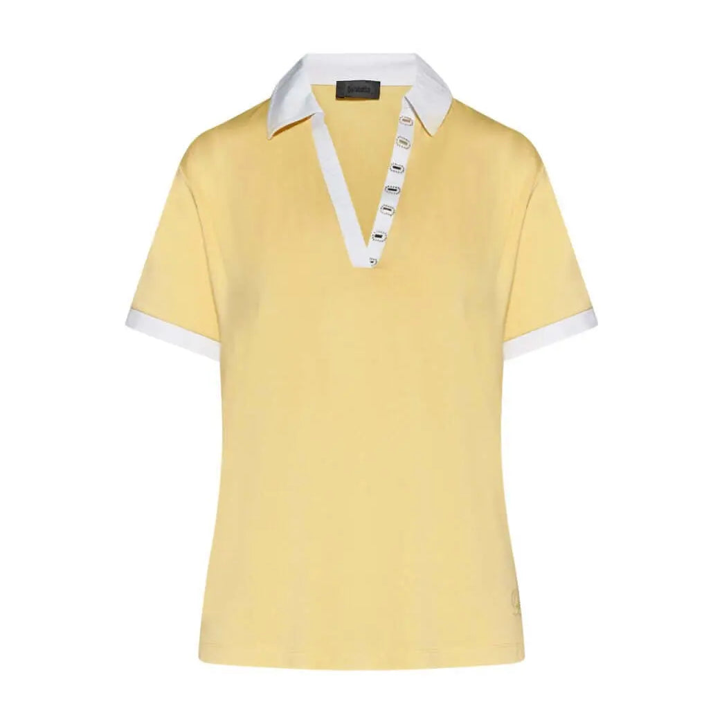 Maglia polo in viscosa con dettaglio strass GIALLO DORABELLA XL