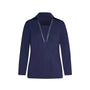 Maglia polo viscosa elasticizzata con lurex BLU DORABELLA