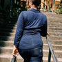 Maglia polo viscosa elasticizzata con lurex BLU DORABELLA