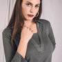Maglia polo viscosa elasticizzata con lurex PIOMBO DORABELLA