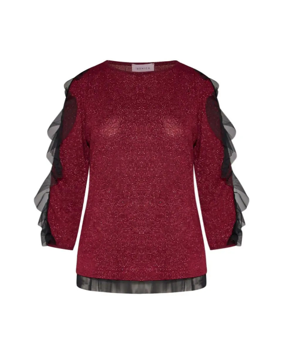 Maglia rouches MAGENTA-NERO IRONICA 3XL