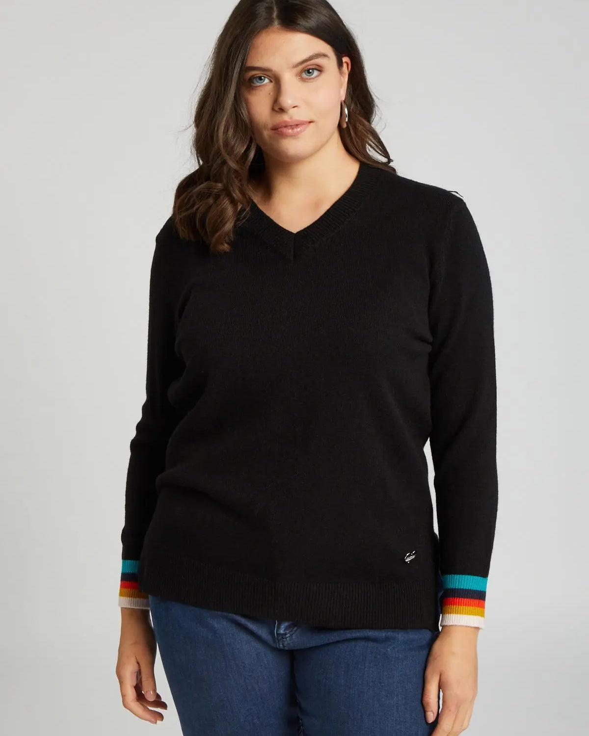 Maglia scollo a V NERO DORABELLA CURVY XL